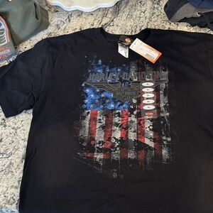Harley-Davidson Men's Black Tee with American Flag Design